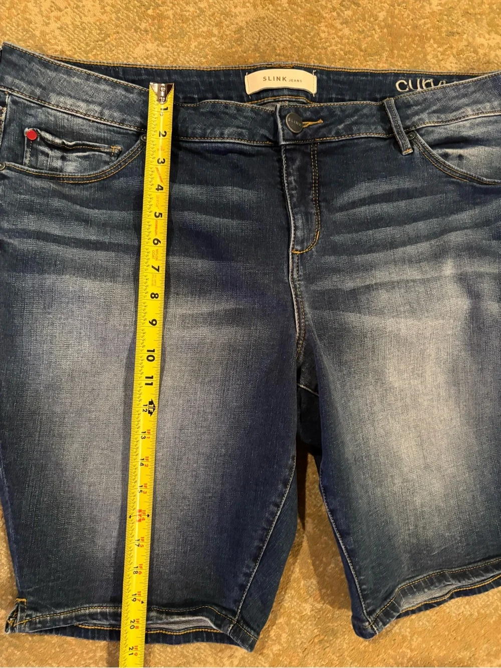 SLINK Jeans Curvy Bermuda Shorts Womens 22 Plus Size Stretch Denim Blue